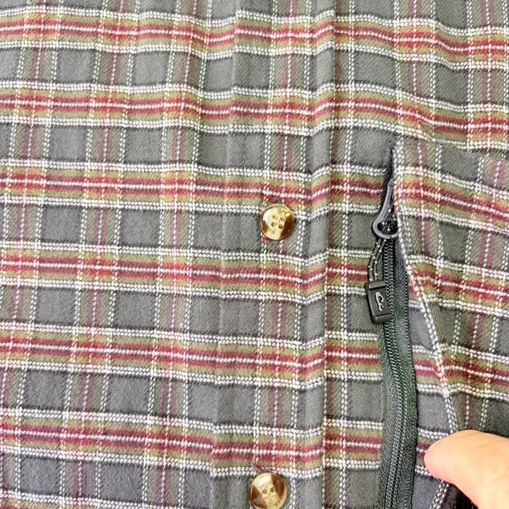 Drake Waterfowl Plaid Shirt Mens XL Green Zip Pocket Button Down - Picture 3 of 7